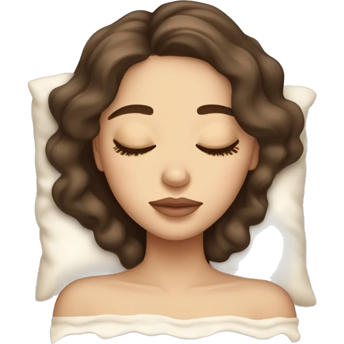 pretty light skinned brunette girl sleeping with cream under her closed eyes soft textures emoji