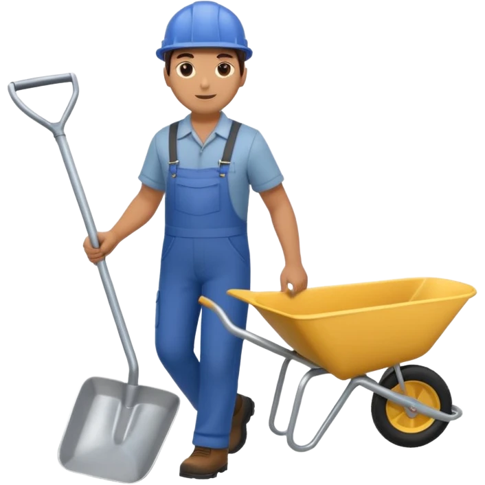 Landscaping company worker, walking with wheelbarrow, full body emoji