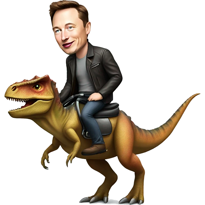 elon musk riding a dinosaur  emoji