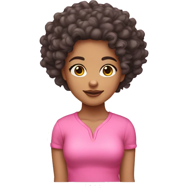 lightskin girl with curly hair in pink outfit emoji