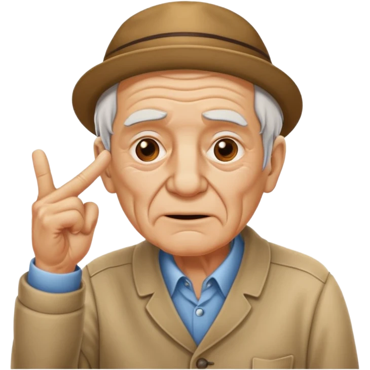 дедушка показывает указательными пальцем на висок  emoji