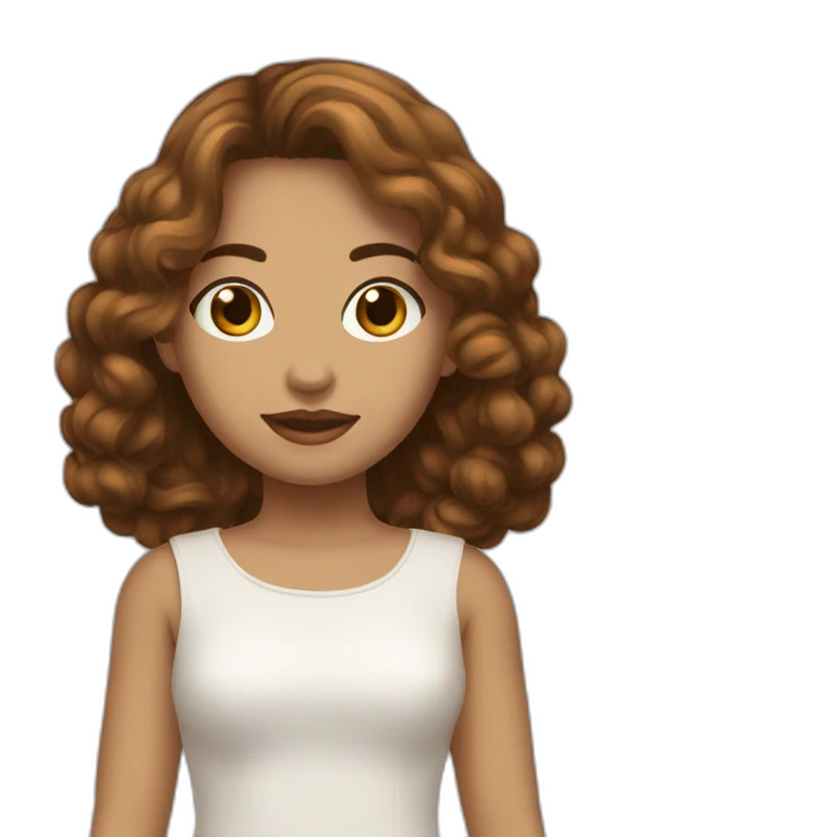 fille-marron-cheveux mi long emoji
