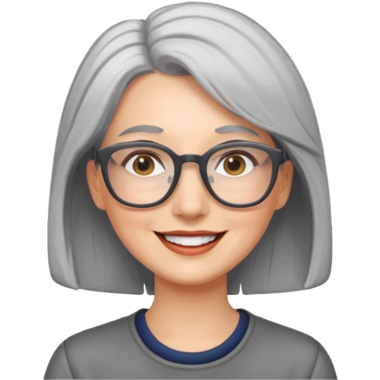 happy woman with gray hair and glasses emoji