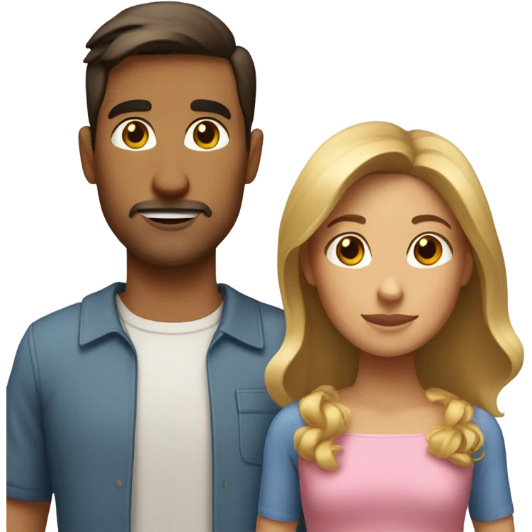 Puerto rican beard short brown hair  husband with blond long hair wife and brown long hair daughter Family  emoji