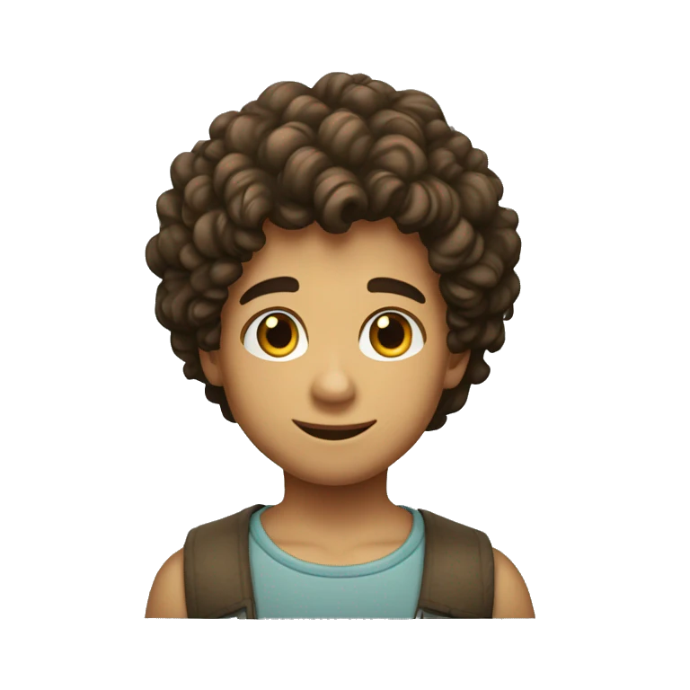 Niño moreno pelo rizado emoji