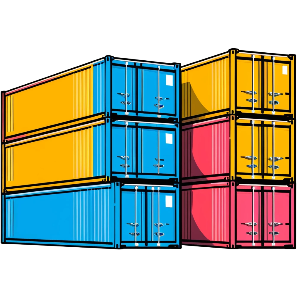 Colorful shipping container, logistics, cargo box emoji