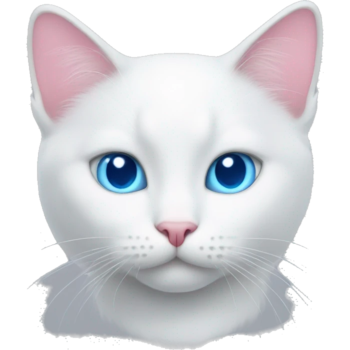 White cat with blue eyes and pink nose emoji