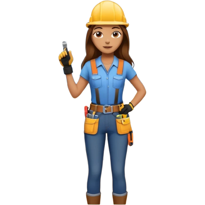 beautiful girl with long brown hair constructing new lounge room area with flat screen tv and couch emoji