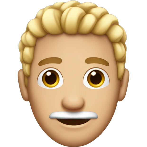 Hombre blanco con trenzas corta sin bigote ojos cafe emoji