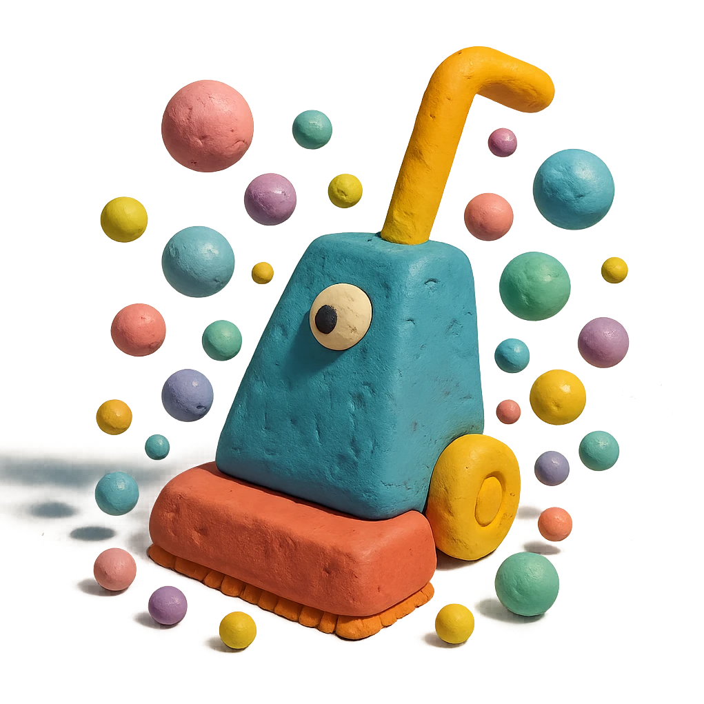 cartoon carpet shampooer surrounded by colorful bubbles, no background emoji