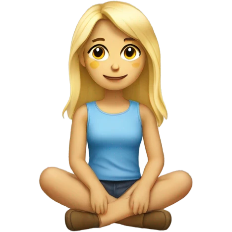 full body blonde girl sitting emoji