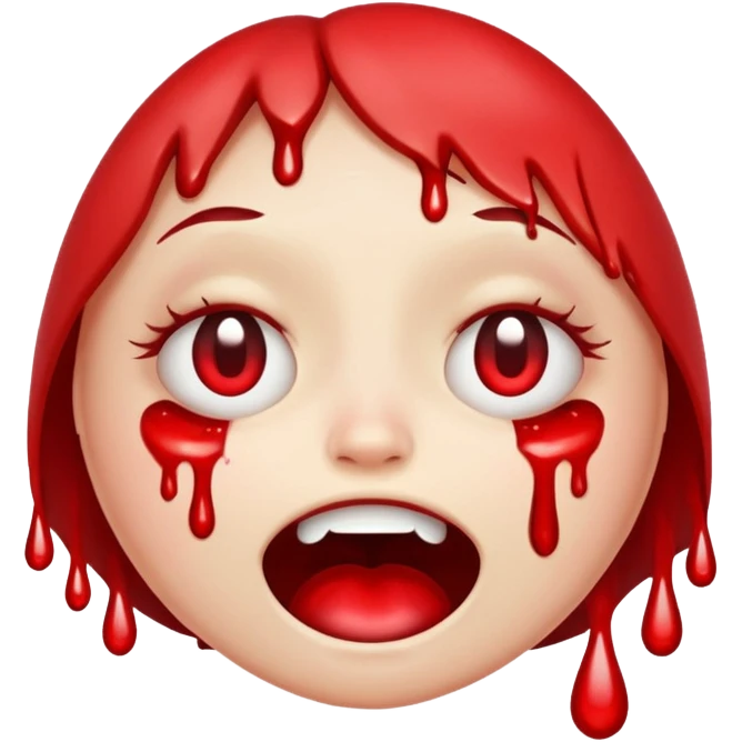 emoji smiley face, upside down, blood crying from eyes emoji