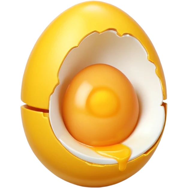 egg object icon, cracked egg with yolk, 3D cartoon, mobile game icon style, clean background, no text, no watermark
 emoji