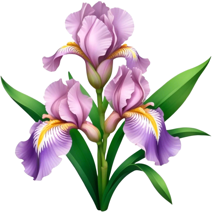 super big bouquet Soft Pink Iris, luxuriant, leaf, bud emoji