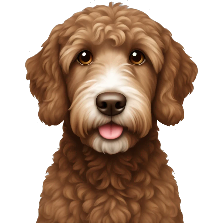 Brown labradoodle with white strip on chest emoji