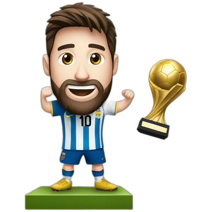 messi con el trofeo del campeonato mundial de futbol emoji
