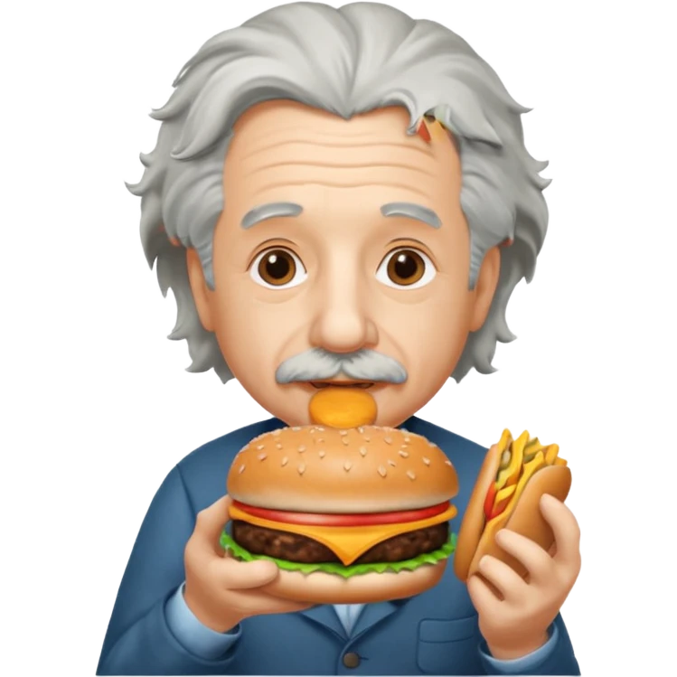 Albert einstein eating a burger emoji