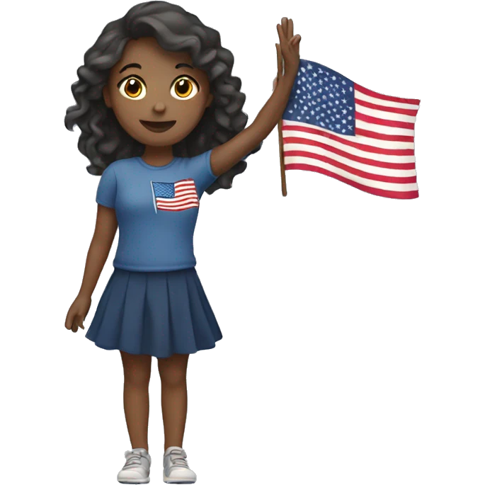 girl waving american flag emoji