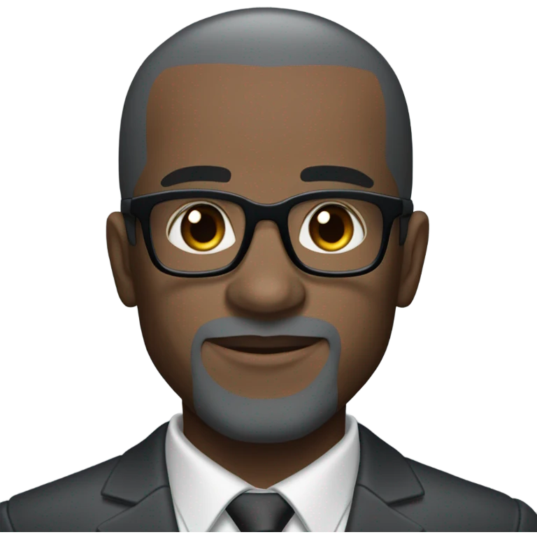 deon sanders with round face and suit and glasses and buzz cut and small eyes and over 50 small gray bearded receding hairline and small black eyes emoji