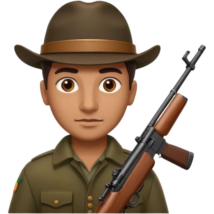 Hunter With rifle Brown eyes No mustache Italian hunter, bigger nose, darker skin emoji