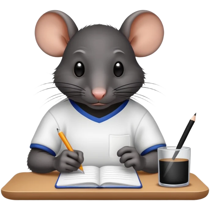 Black rat in a white jersey taking notes emoji