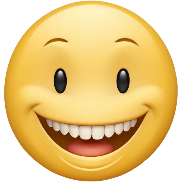 a yellow  smiley face with very long teeth like the trivago guy emoji