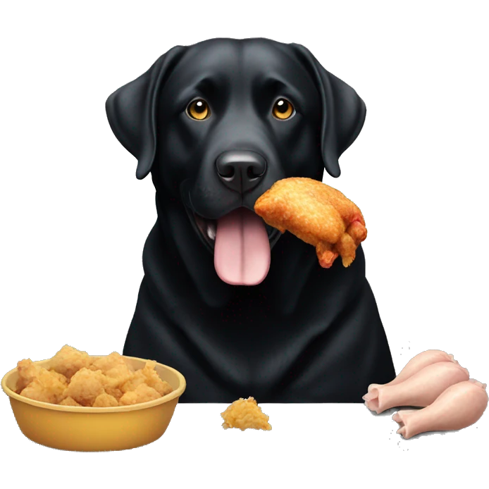 fat black lab eating chicken emoji