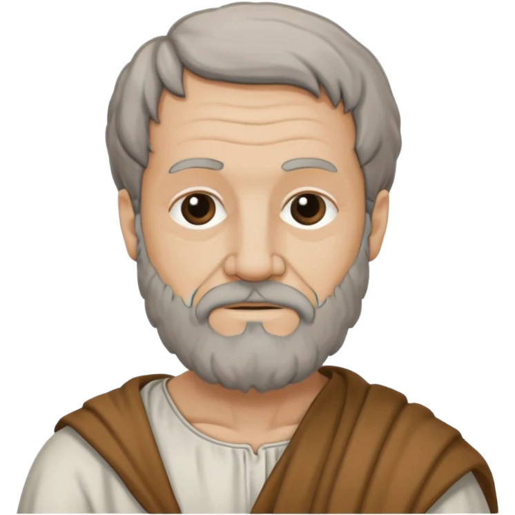 Aristotle as a black outline icon, no fill, hand-drawn look, recognizable philosopher features emoji