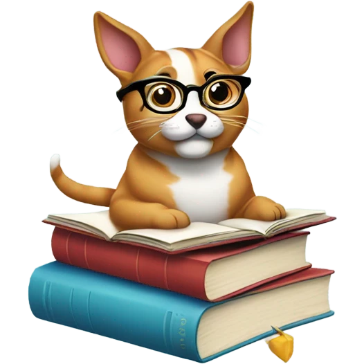 Cute animals with reading glasses reading books emoji