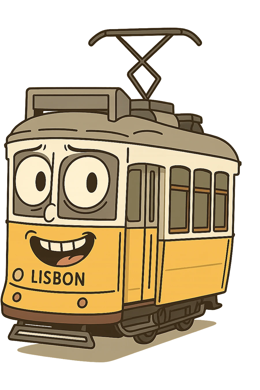 Lisbon tram, flat illustration style emoji