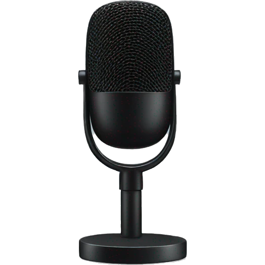 mic having pop message "ADS" in black color emoji