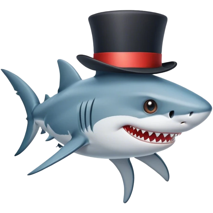 Shark with a top hat emoji