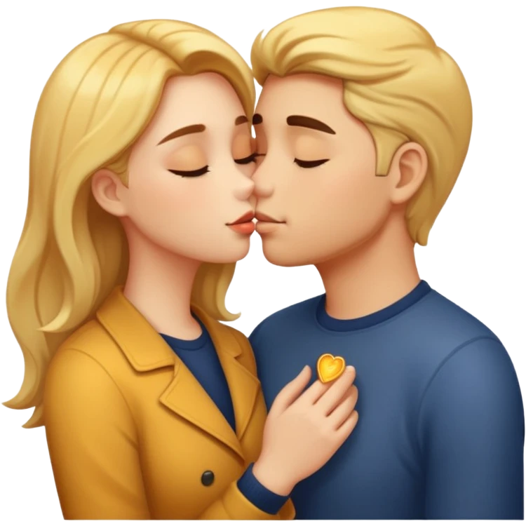 Couple kissing golden hour emoji