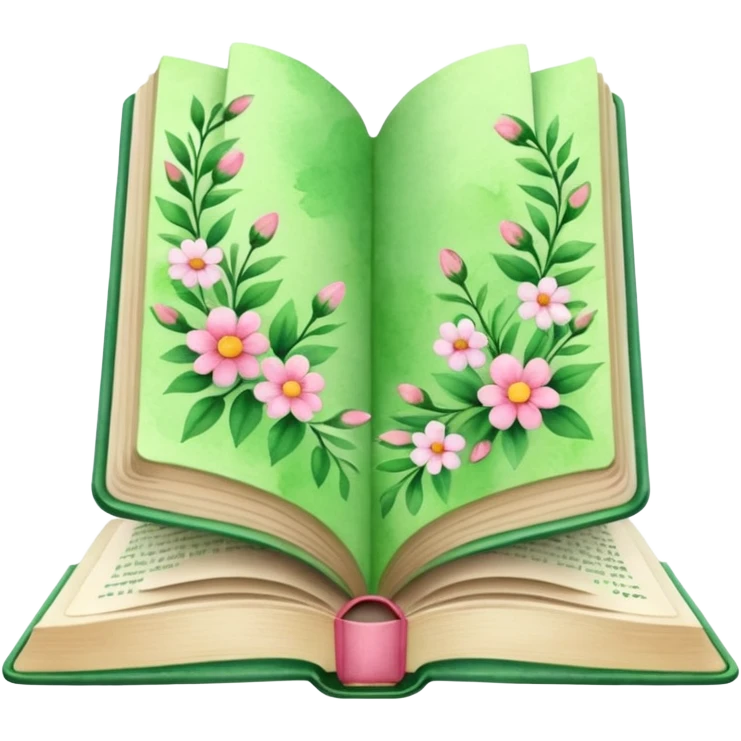 Green Open book in a girly style emoji