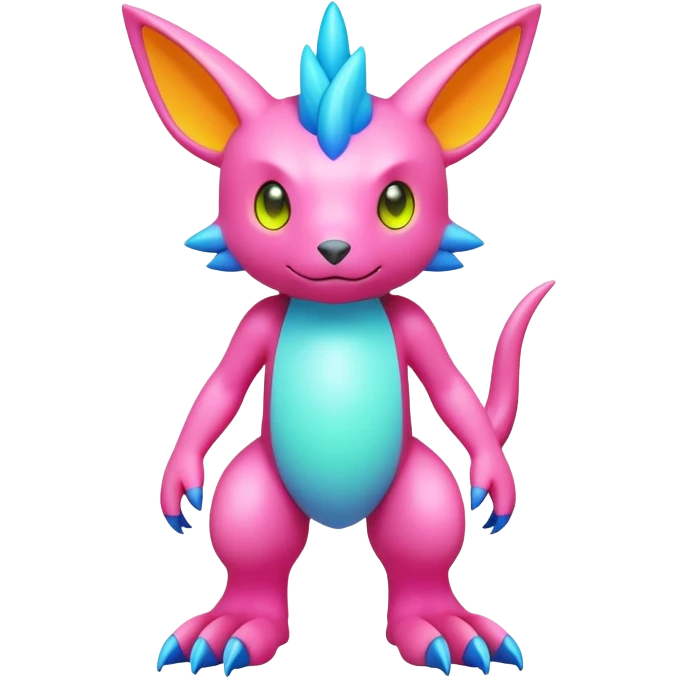 lush pastel-bright-vibrant warm-colored modern colorful neon-colored Fakémon-Digimon-Fionbri-Trico-creature (full body) emoji