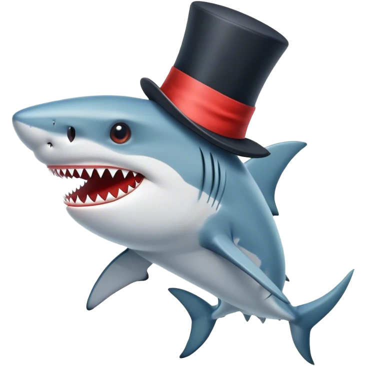 Shark with a top hat emoji