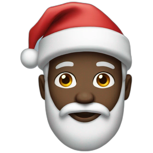 black santa with and blu eyes emoji