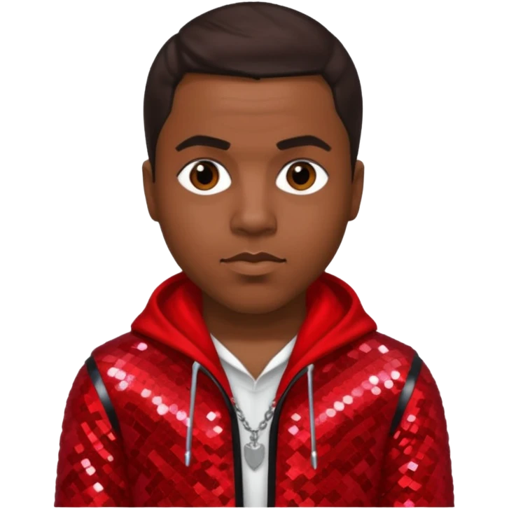 Nasir Nas Jones, Rapper with dark brown hair, red sequin outfit emoji