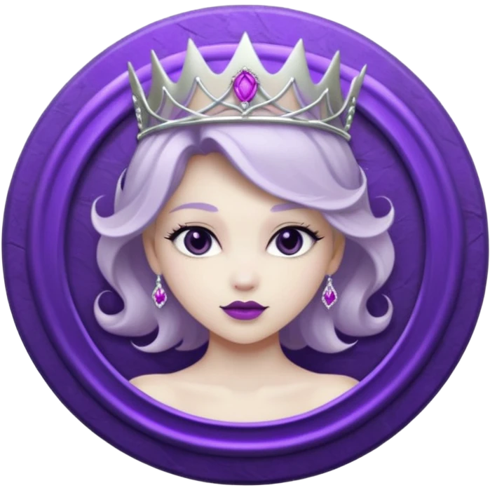 Purple shadow rose silver circle plaque with silver tiara emoji