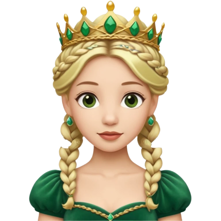 Princess in green Dress with Tiara, Braided Blonde Hair emoji