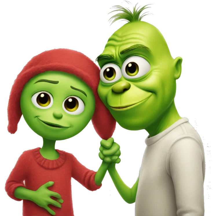 mike wazowski holding hands with the grinch emoji