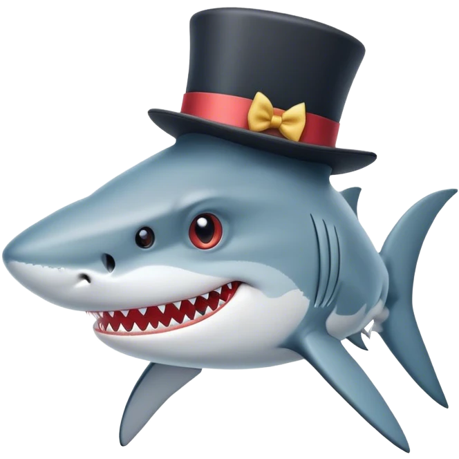 Shark with a top hat emoji
