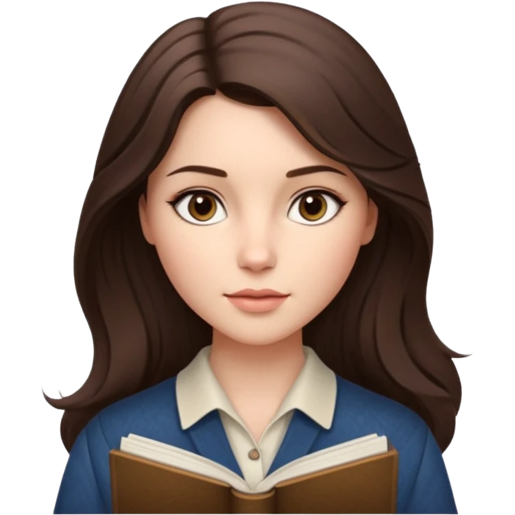 Cinematic Realistic Journal Portrait, depicted with lifelike skin texture, subtle rosy undertones, and soft natural lighting that enhances the gentle contours of her face. Her intricately detailed brunette hair is elegantly styled , emoji