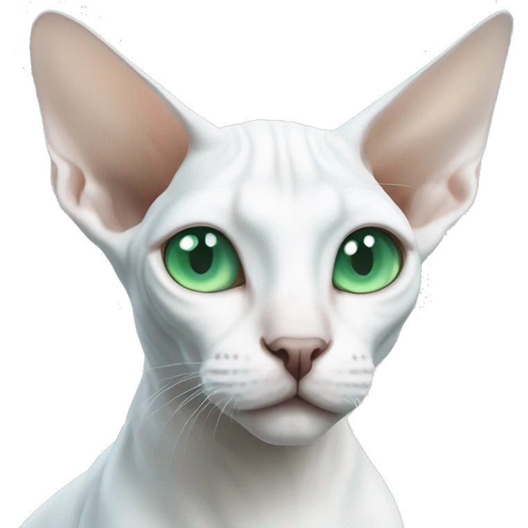 White sphinx cat with green-blue eyes  emoji