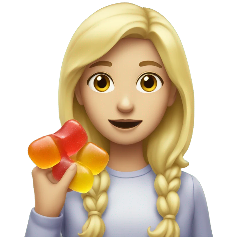 Blonde girl, eating Gummies emoji
