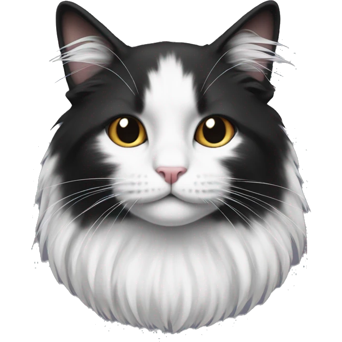 half black and half white long hair cat emoji