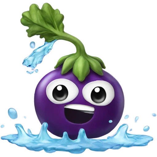 Eggplant shooting water emoji