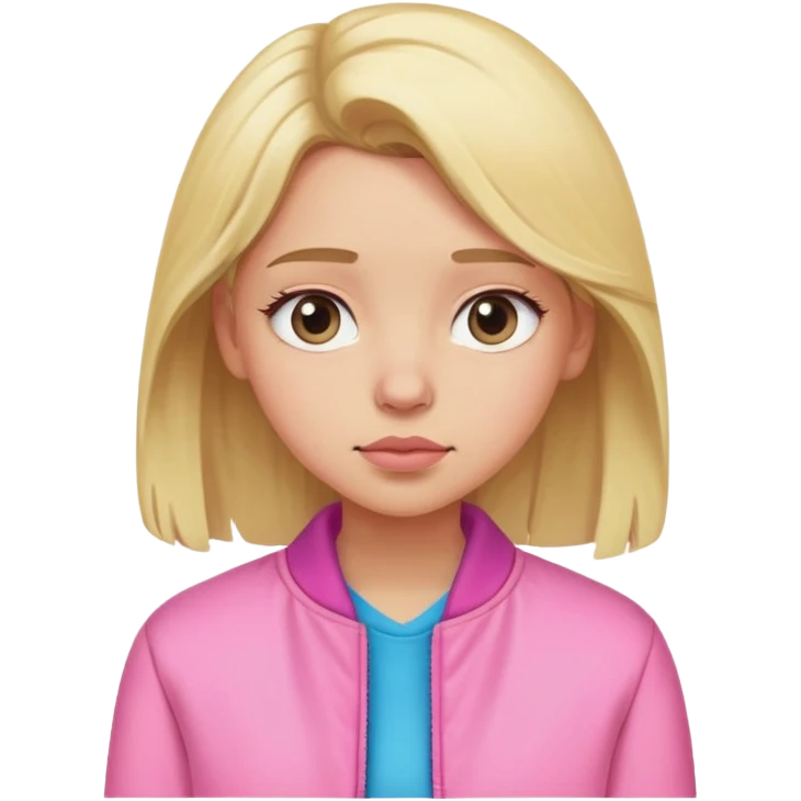 blonde girl with sleepy eyes wearing pink jacket emoji