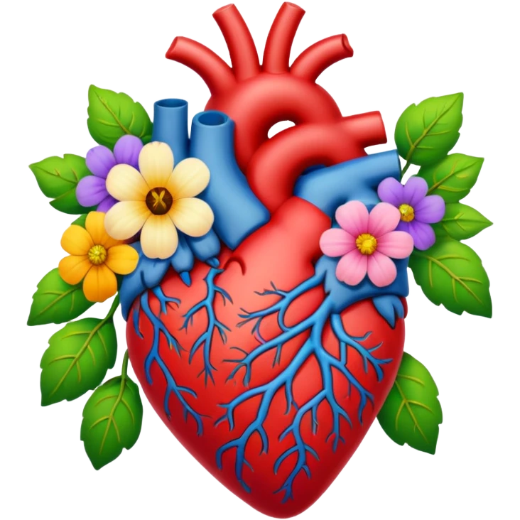 Anatomical hart with flowers emoji