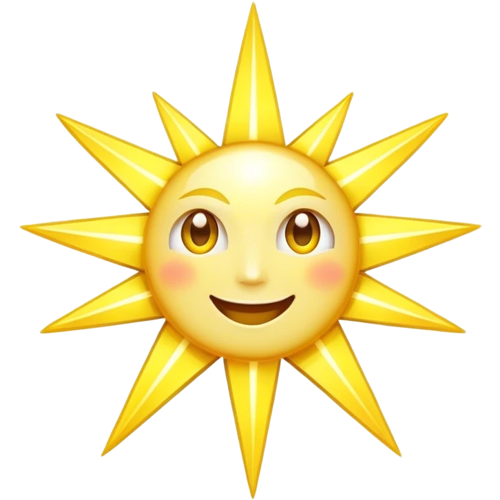 Radiant Star (Happy) – A star-shaped face with multiple "rays" extending outward. The face will radiate light, with blinking eyes and a wide smile, adding an extra shimmer to each "ray" as if it’s glowing. emoji